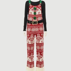 Ugly Christmas Sweater Overalls NWT